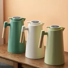 Garrafa Térmica Termômetro Digital 1L Café Chá Nórdica Com Cabo De Madeira