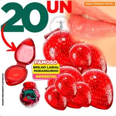 Kit com 5/6/8/10 /20Brilhos Labiais e Batons Cremosos Moranguinho Morango 10g –  Hidratação, Brilho Morango