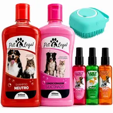 Kit Shampoo Pet 5x1+condicionador+perfume+escova Banho Cães Gato