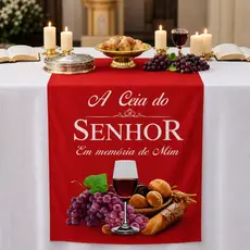 Caminho de  Mesa Santa Ceia Tecido Sublimado Festa Religiosa Lançamento 1,60x0,60