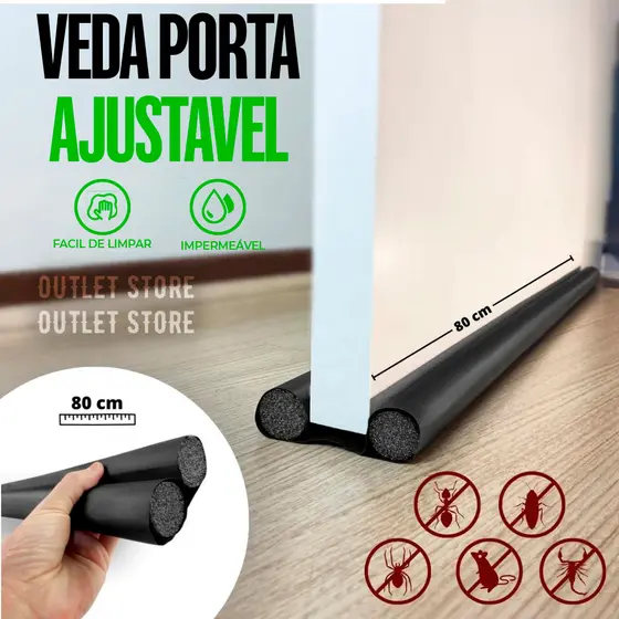 Veda Porta Ajustável 80cm Impermeável | Escolha:1 Unidade ou Kit com 2 ou3 Unidades