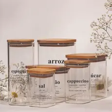 Kit 42 Adesivos Para Mantimentos Potes de Cozinha 7x7cm Modelo Dicionário Divertido Vinil Transparente Decoração Cozinha