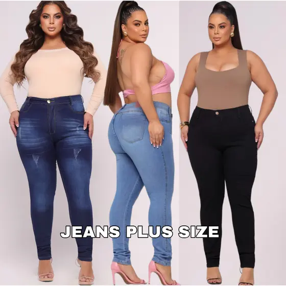 Calça Feminina Jeans 44 ao 54 plus size Direto Da Fabrica Skinny Cintura Alta com Elastano Premiun