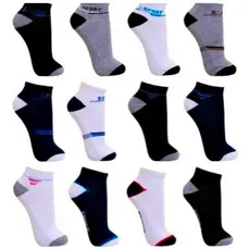 Kit  De Meias 18 / 12 / 6 / 3 Pares De Cano Curto Soquete ESTAMPADA Unissex