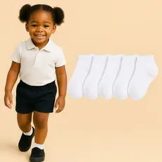 Kit  6 / 12 Pares Meia Infantil Branca Escolar Unissex – Cano Curto 1 a 12 Anos