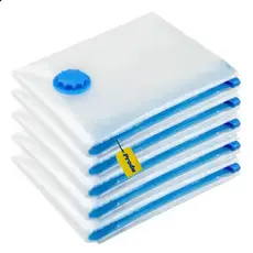 Kit 9 Sacos a Vácuo para Viagem com Mini Bomba Manual Roupas Edredom Reduz Volume em 3