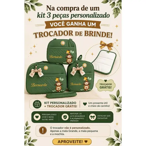 Kit de bolsa Maternidade Safari Personalizado