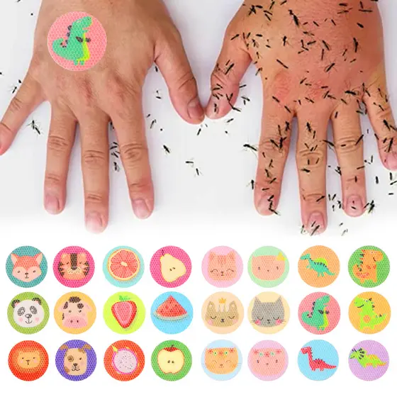 Conjunto J&M de 720 peças de adesivos repelentes de mosquitos para bebês com desenhos animados, adesivos de óleo essenci