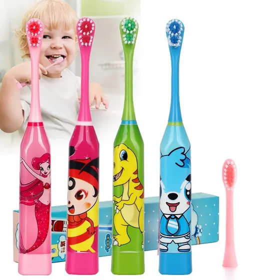2 pçs escova de dentes elétrica para crianças com pintura/impressão de substituição