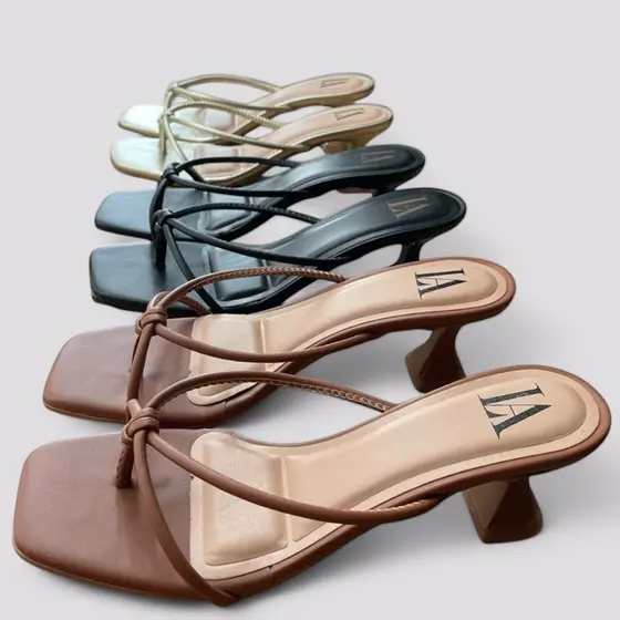 Sandalia Feminina Salto Medio 6cm Confortavel Casual