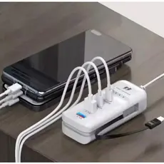Carregador de Mesa Turbo Rápido 5.1A Possui 2 USB/2 Tipo-C E Um Carbo Tipo C 66W