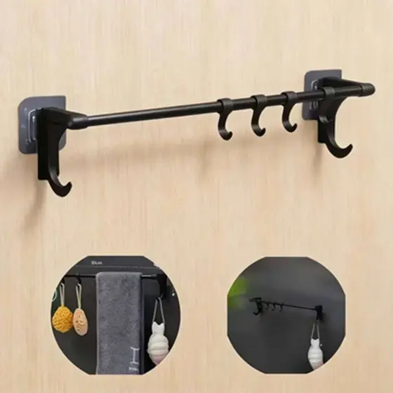 Porta Toalha Duplo Para Banheiro Cozinha Com Suporte e Adesivo Multiuso
