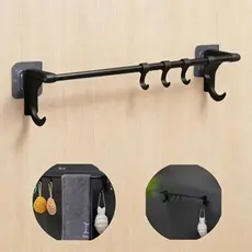 Porta Toalha Duplo Para Banheiro Cozinha Com Suporte e Adesivo Multiuso