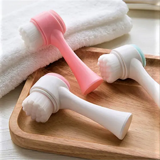 Escova para limpeza facial 2 Em 1 Esponja massageadora limpeza de pele cravos