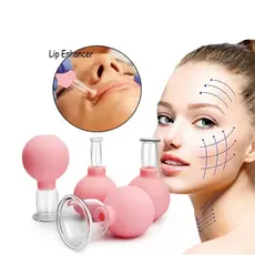 Kit 4 Ventosas De Acrilico Para Lifting Facial Massagem  Anticelulite