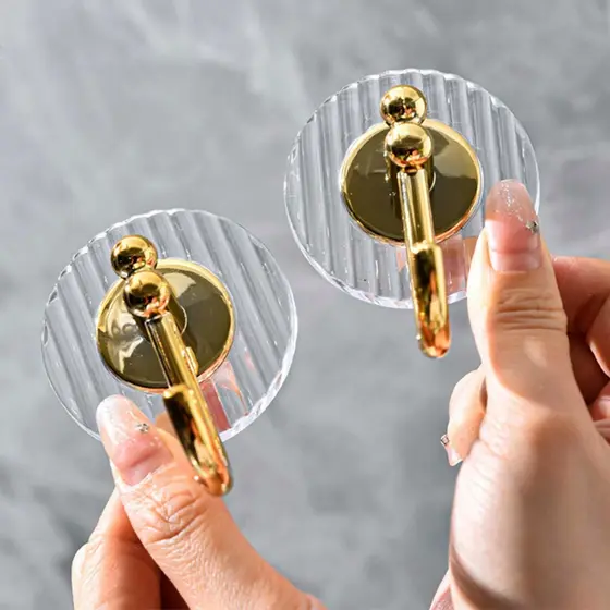 Gancho Adesivo de Parede, Acrilico, Cromado Cleann na cor Prata e Dourado, Elegante - Allmini