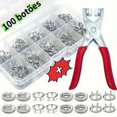 Alicate Aplicador Com 100 Botões De Metal De Pressao Para Roupa