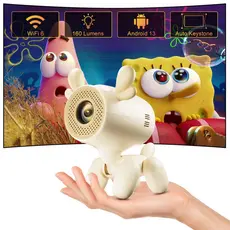 Projetor JY320LI: 3000 Lúmens, Android 13, Wi-Fi 6, 150" e 16GB de Armazenamento