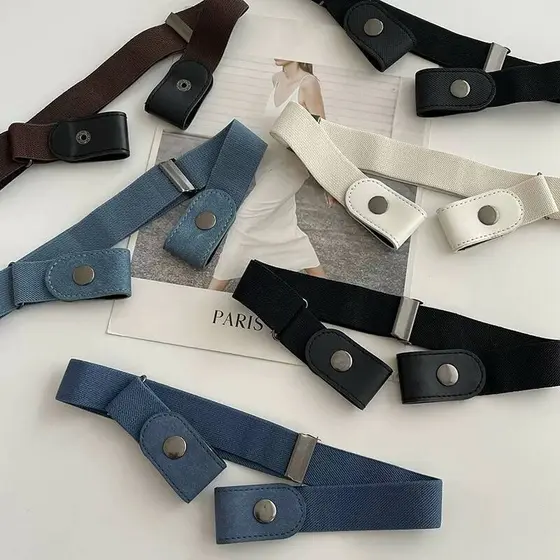 Cinto Elástico Sem Fivela Ajustável Unissex para Jeans, Calças e Saias Confortável