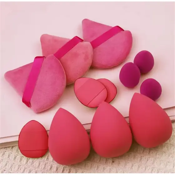 Kits De Esponjas Maquiagem Vários Formatos Triângulo Veludo Puff Octógono Gota Chanfrada etc
