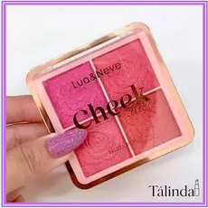 Paleta De Blush Cheek Kiss Lua Neve 4 Lindos Tons Em Alto Relevo Formato de Rosas - Super Pigmentado