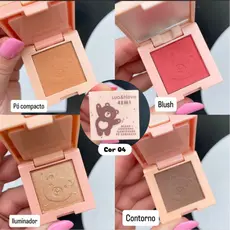Mini Paleta De Bolsa 4 em 1 | Pó + Blush + Contorno + Iluminador Com Espelho | Lua e Neve