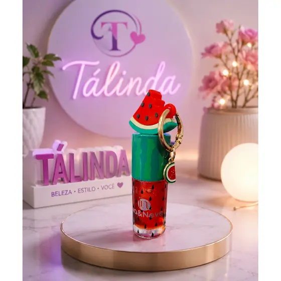 Lip Gloss Melancia Com Chaveiro Mosquetào – Beleza e Praticidade - Lua e Neve