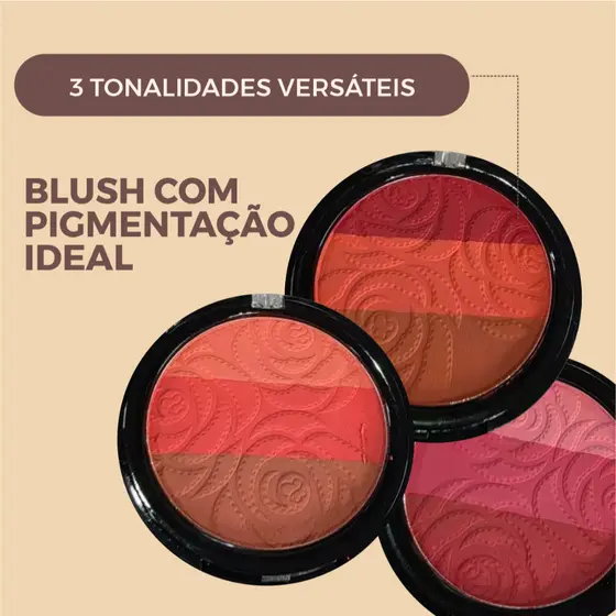 Pó Compacto Multifuncional - Pó Compacto + Blush 3 em 1 - Textura Leve e Macia Belle Angel RB035