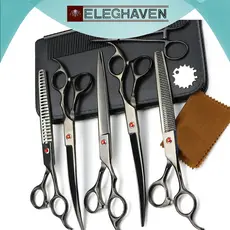 ELEGHAVEN>>7/5/2 PCS Pet Tesoura De Corte De Cabelo, Galvanizado Preto Pet Tesoura De Corte De Cabelo Set para Pet Groom