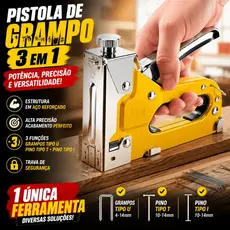 3 Em 1 Grampeador Tapeceiro Alta Pressão Profissional Manual Com 100 Grampos