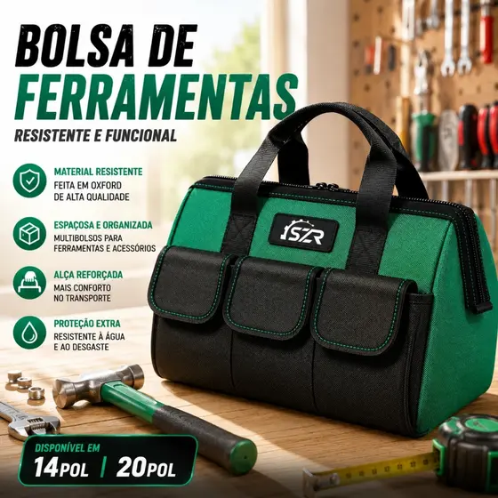 Bolsa de Ferramentas Profissional 14/20 Polegadas Multiuso Caixa de Ferramentas Maleta Organizadora Tecido Resiste