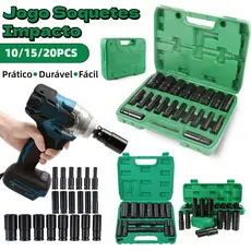 Jogo de Soquetes de Impacto Longo 1/2 10 Peças 8 A 32mm 10/15/20 Pcs