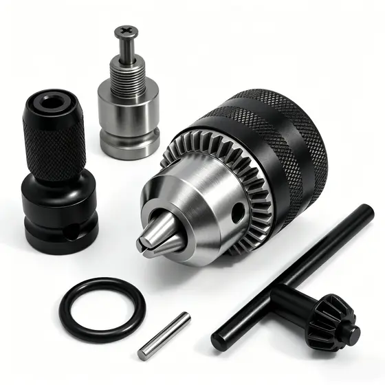 Kit6 Mandril com Chave + Haste Soquete Adaptador Quadrado Chave De Impacto 1/2Pol Bits 1/4 Engate Rápido Parafusadeira
