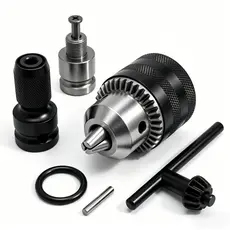 Kit6 Mandril com Chave +  Haste Soquete Adaptador Quadrado Chave De Impacto 1/2Pol Bits 1/4 Engate Rápido Parafusadeira