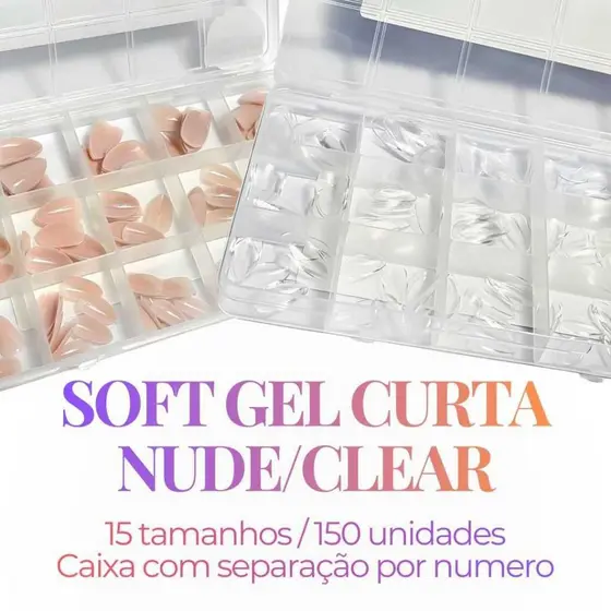 Unhas Soft Gel CURTA Transparente Com 150 Unhas – Alongamento Rápido postiça realista e Separação Numérica