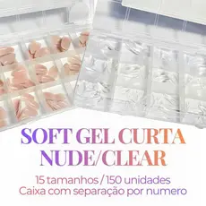 Unhas Soft Gel CURTA Transparente Com 150 Unhas – Alongamento Rápido postiça realista e Separação Numérica