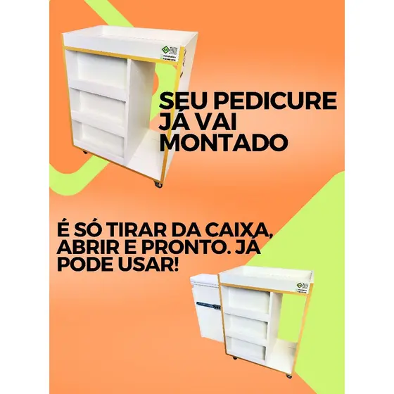Carrinho Pedicure funcional com rodinhas Cirandinha Podóloga Manicure