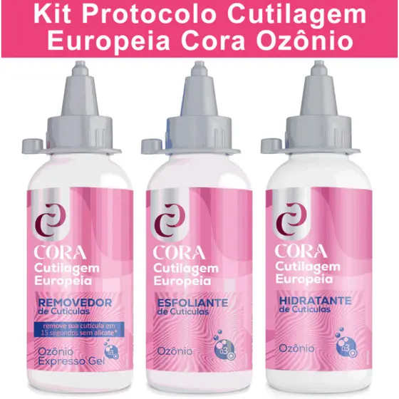 Kit Cutilagem Europeia Com Ozônio Cora cutilagem sem alicate removedor hidratante e esfoliante