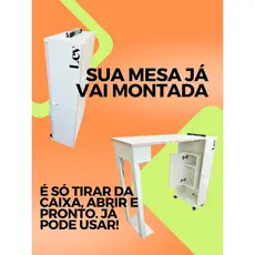 Mesa de MDF com armário embutido Dobrável Vira Mala Manicure Nail Designer Unha Original MinhaLev