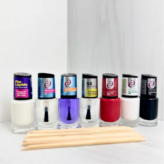Esmaltes e Fita Líquida Base e Top Coat e Óleo secante esmalte tradicional manicure tradicional iniciante