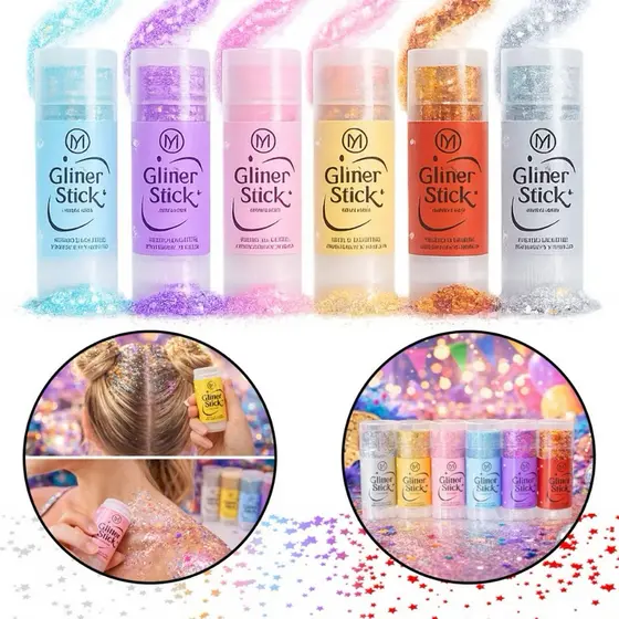 Glitter Stick Bastão de Glitter para Corpo, Rosto e Cabelo | Maquiagem Brilho Carnaval, Festa, Teatro e Pintura Facial