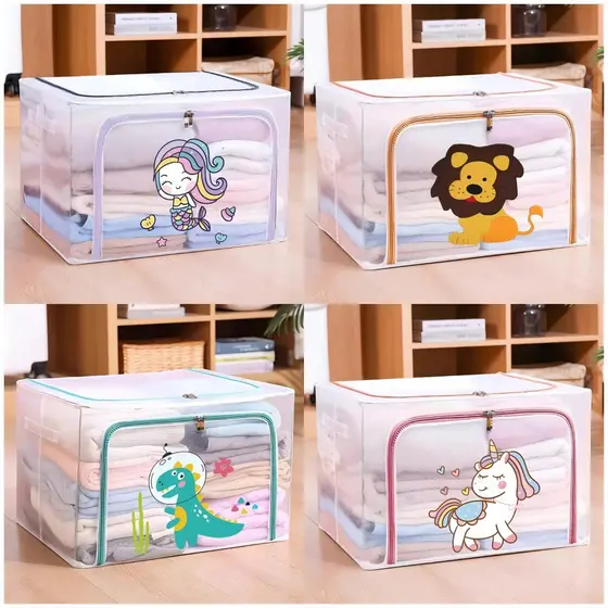 Organizador Multiuso Caixa Organizadora De Guarda Roupa Flexivel Com Ziper Infantil 50x40x33cm Qualidade