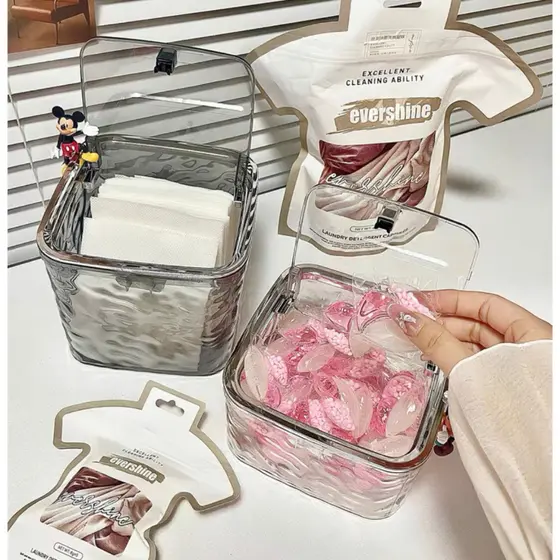 Organizador Multiuso Com Tampa Click Porta Cosméticos E Maquiagem Mini Lixeira de Mesa Desktop Porta Treco Abertura