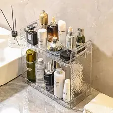 Prateleira Organizador Diamante Acrílico Porta Maquiagem Beleza Com Aba para Banheiro e Mesa