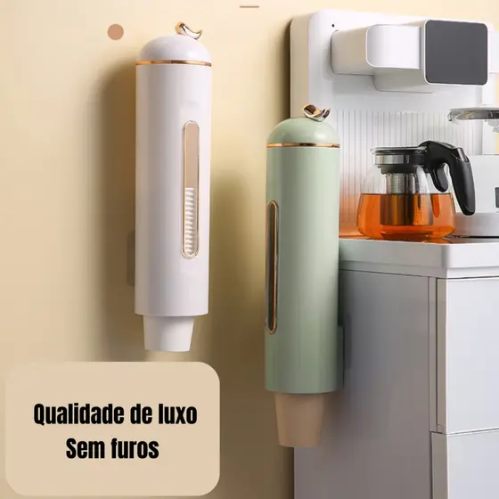Dispenser Porta Copos De Parede Suporte Adeviso Organizador De Luxo Sem Furos