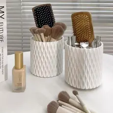Porta-Pinceis Giratório de 360° para pincéis de maquiagem suporte caneta lindo branca