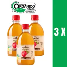 Vinagre de Maça Orgânico 4 Estações 4,2% Acidez - KIT 3 Unidades de 450 ml cada