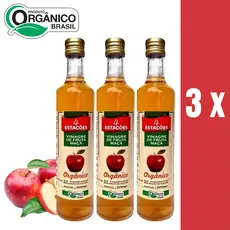 Vinagre de Maça Orgânico 4,2% Acidez 4 Estações - KIT 3 Unidades de 500ml cada