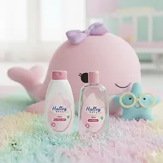 Halley Baby Kit Talco Cheirinho de bebê 200g e Óleo Puríssimo Halley Baby Rosa 210ml