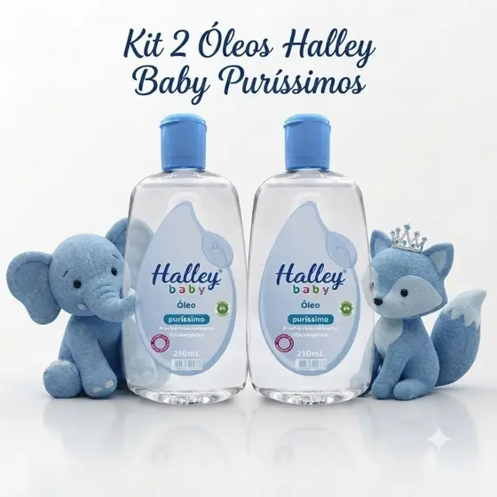 Óleos Halley Baby Infantil Puríssimo Kit com 2 Azuis 210ml cada